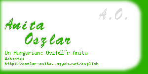 anita oszlar business card